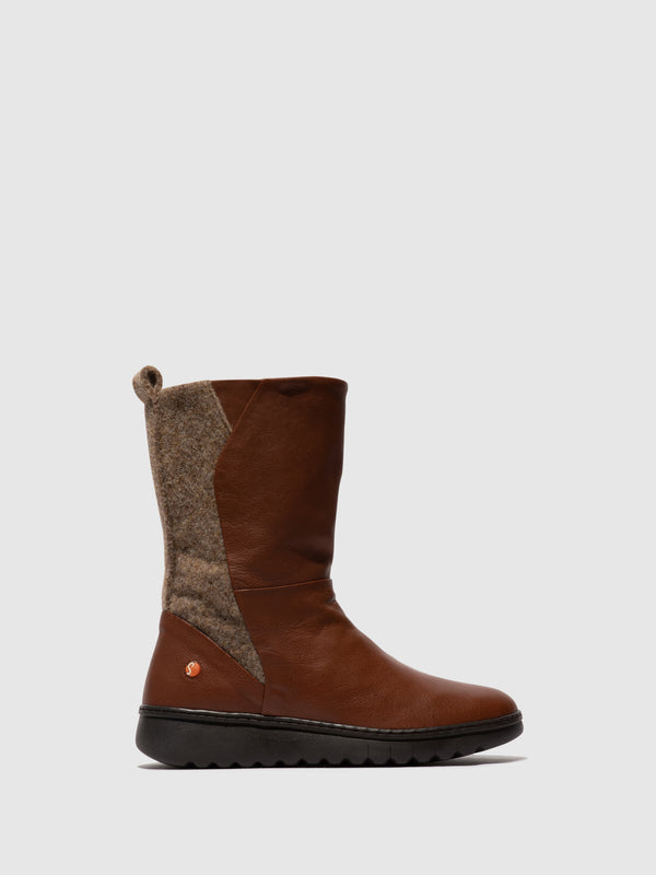 Zip Up Boots EZRA649SOF COGNAC W/TAUPE FELT